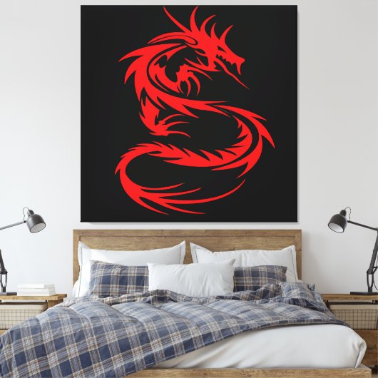 Rode Draak op Gespannen Canvasprint Canvas Afdruk (Insitu (Slaapkamer))