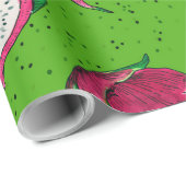 Rode draak op groen cadeaupapier (Rol Hoek)