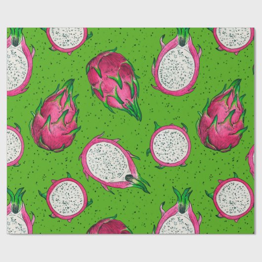 Rode draak op groen cadeaupapier (Vlak)