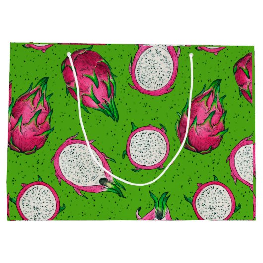 Rode draak op groen groot cadeauzakje (Achterkant)