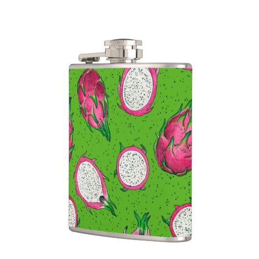 Rode draak op groen heupfles (Links)