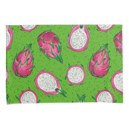 Rode draak op groen kussensloop (Voorkant-Rechts)