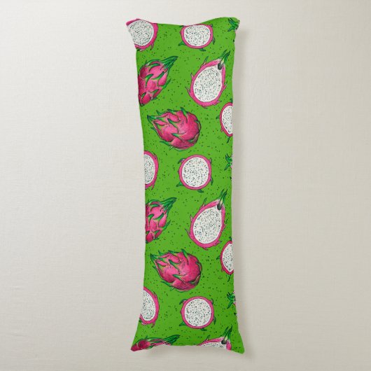 Rode draak op groen lichaamskussen (Voorkant Verticaal)