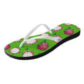 Rode draak op groen teenslippers (Schuin)