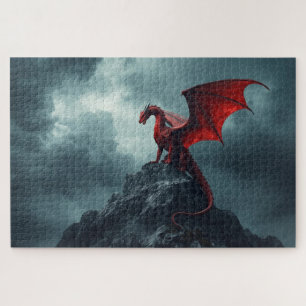 Rode Draak Op Klif Legpuzzel