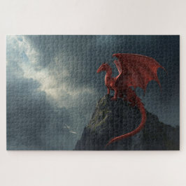 Rode Draak Op Klif Legpuzzel