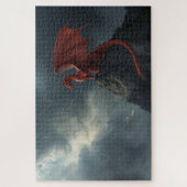Rode Draak Op Klif Legpuzzel (Verticaal)
