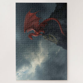 Rode Draak Op Klif Legpuzzel