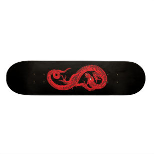 Rode draak op zwart persoonlijk skateboard