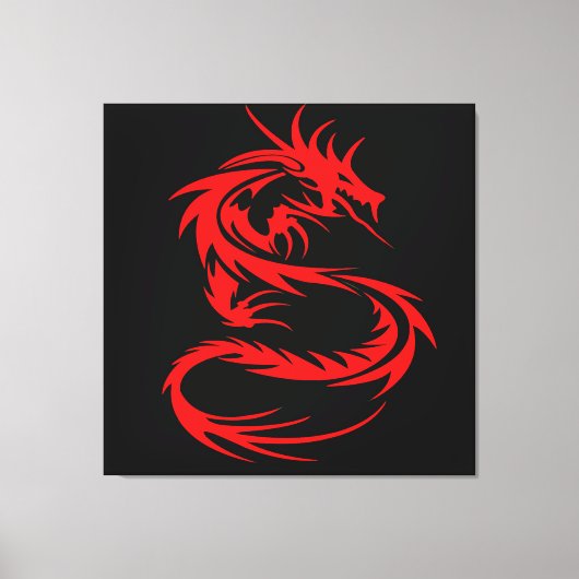 Rode Draak Opgespannen Canvasprint Canvas Afdruk (Voorkant)