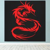 Rode Draak Opgespannen Canvasprint Canvas Afdruk (Insitu (Houten vloer))