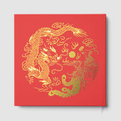 Rode Draak Phoenix Aziatische Chinese Huwelijk Gol Gastenboek (Achterkant)