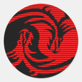 Rode draak ronde sticker (Voorkant)