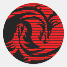 Rode draak ronde sticker