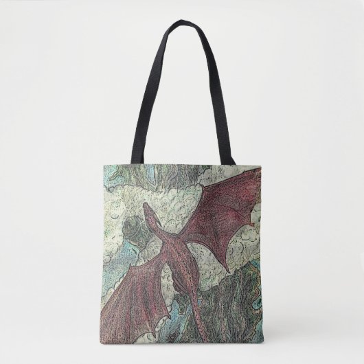 Rode draak (schouder): tote bag (Voorkant)