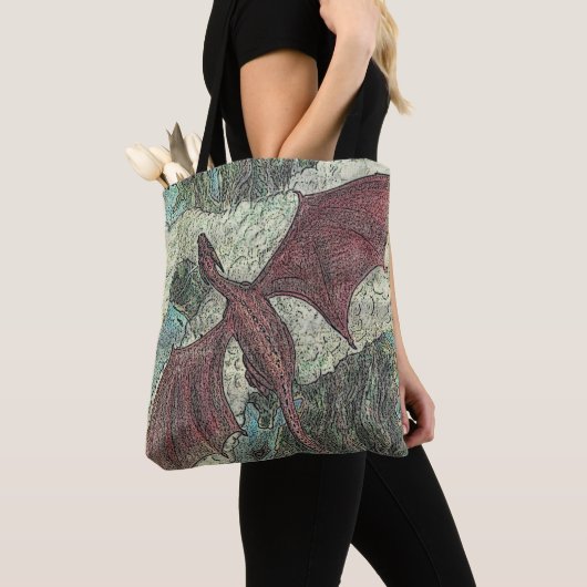 Rode draak (schouder): tote bag (Dichtbij)
