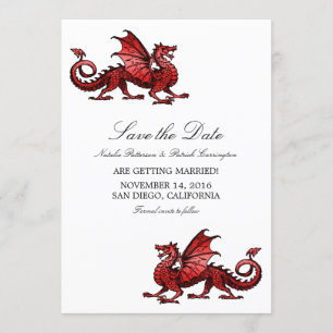 Rode draak sparen de Datum uitnodigen Kaart