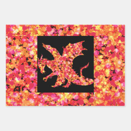 Rode Draak Spatverf  Inpakpapier Vel