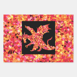 Rode Draak Spatverf Inpakpapier Vel