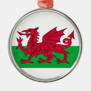 Rode draak van de kerstboom in Wales Metalen Ornament