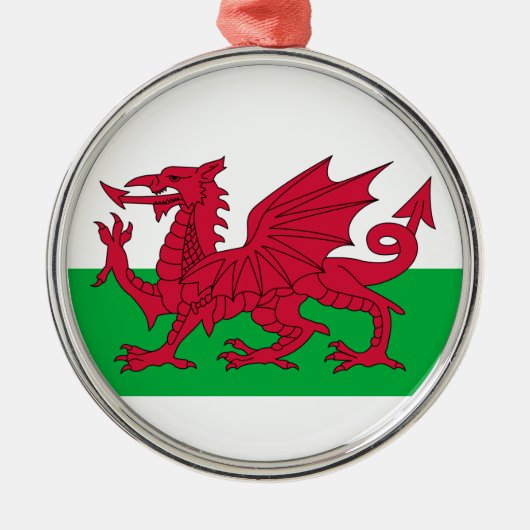 Rode draak van de kerstboomversiering van Wales Metalen Ornament (Voorkant)