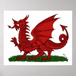 Rode Draak van Wales Poster