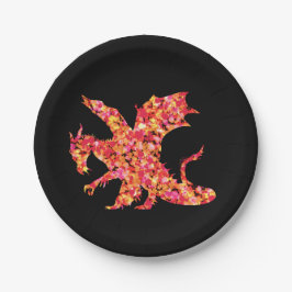 Rode draak versplinterde verf papieren bordje