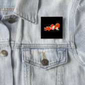 Rode draak vierkante button 5,1 cm (In situ)