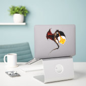 Rode Draak Vuur Ademend Hart Sticker (Laptop op bureau)