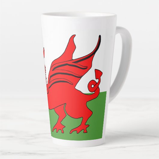 Rode draak Welsh vlag Latte Mok (Rechterhoek)
