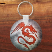 Rode draak zwarte achtergrond sleutelhanger (Voorkant)