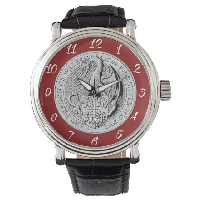 RODE DRAGOM VAN WALES MUNT HORLOGE (Voorkant)