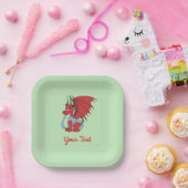 Rode dragon Cartoon Papieren Borden Bordje (Feest)