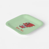 Rode dragon Cartoon Papieren Borden Bordje (Gebogen)