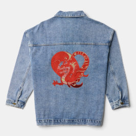 Rode Dragon Hart Valentijn Chinees Nieuwjaar Vrouw Denim Jacket