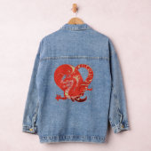 Rode Dragon Hart Valentijn Chinees Nieuwjaar Vrouw Denim Jacket (Hangar)