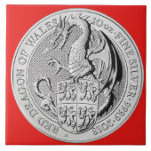 RODE DRAGON VAN MUNTSTOF VAN WALEN TEGELTJE (Voorkant)