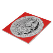 RODE DRAGON VAN MUNTSTOF VAN WALEN TEGELTJE (Zijkant)