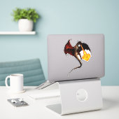 Rode Dragon Vuur Ademend Hart Sticker (Laptop op bureau)