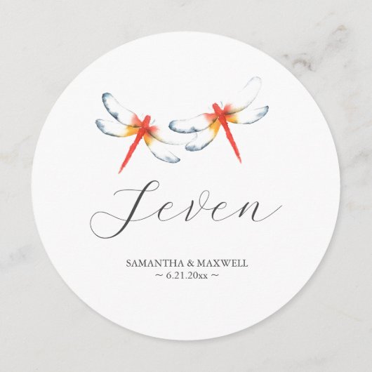 Rode Dragonfly Bruiloft Ronde Tafel Nummer Kaart (Achterkant)