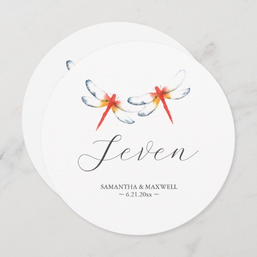 Rode Dragonfly Bruiloft Ronde Tafel Nummer Kaart (Voorkant / Achterkant)