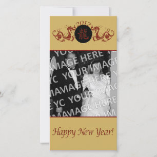 Rode dragons Chinese nieuwjaarsfotokaart Feestdagenkaart