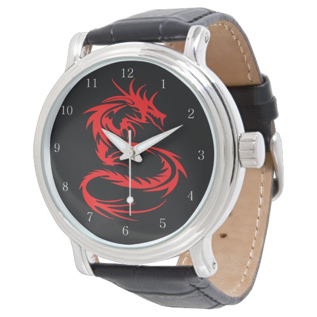Rode Drakenhorloge Horloge (Gekanteld)
