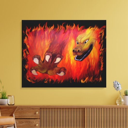 Rode drakenklauw canvas afdruk (Insitu (Woonkamer))