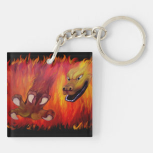 Rode drakenklauw sleutelhanger