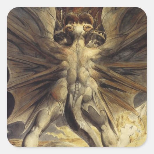 Rode drakenstickers vierkante sticker (Voorkant)