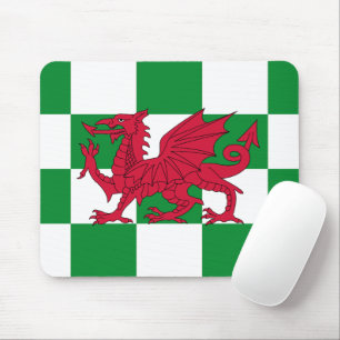Rode Drakenvlag: Groene Geruite Keltische Wales Muismat