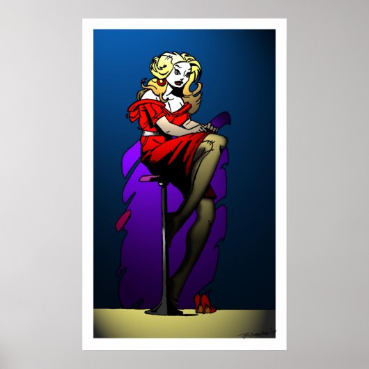 Rode dress in het licht poster (Voorkant)