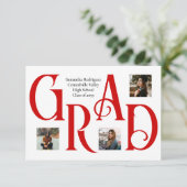 Rode drie-foto Classic & Bold AFSTUDEERDER Letter Aankondiging (Staand voorkant)