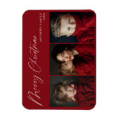 Rode Drie foto Kerstvakantie Ontwerp Magneet (Verticaal)